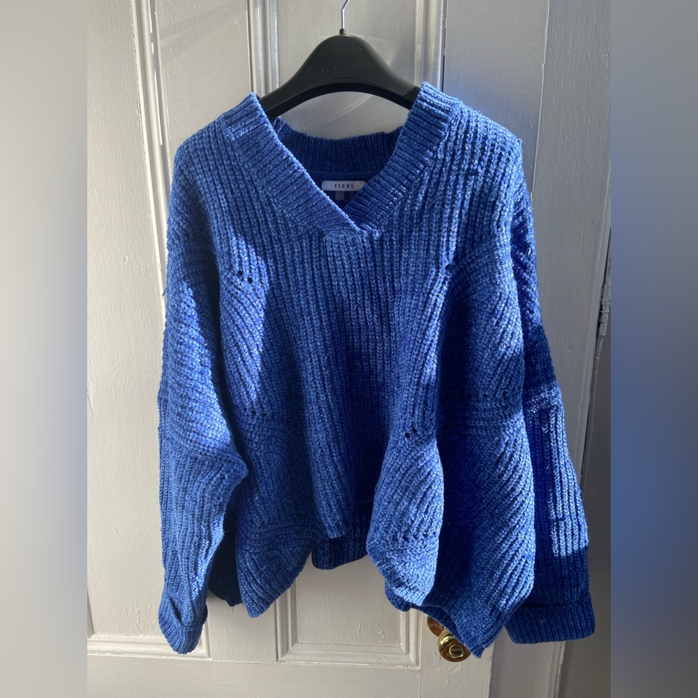 Blue Oversized & Cropped chunky cozy Sweater Sioni Large